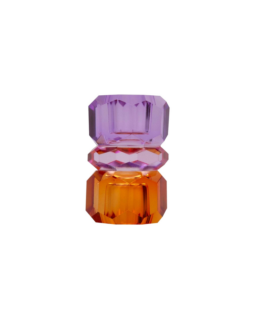 EJA International • Kerzenständer Kristall Violett/Pink/Bernstein