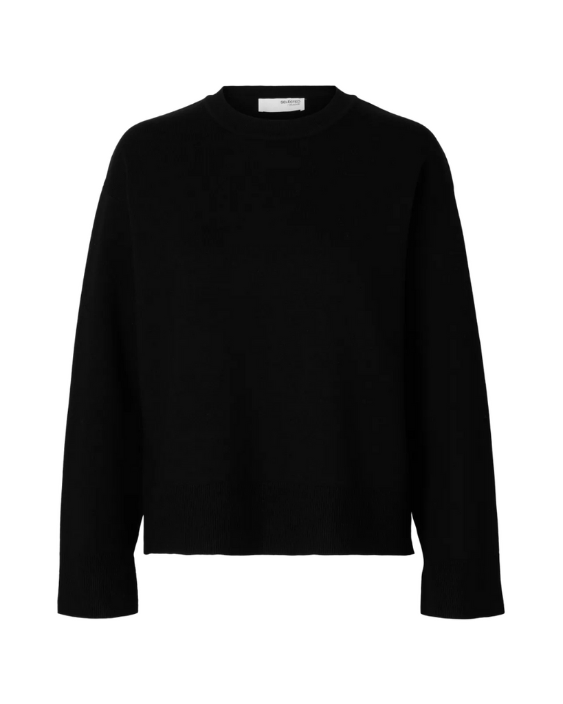 Selected Femme • Kamma LS Knit O Neck Pullover Black