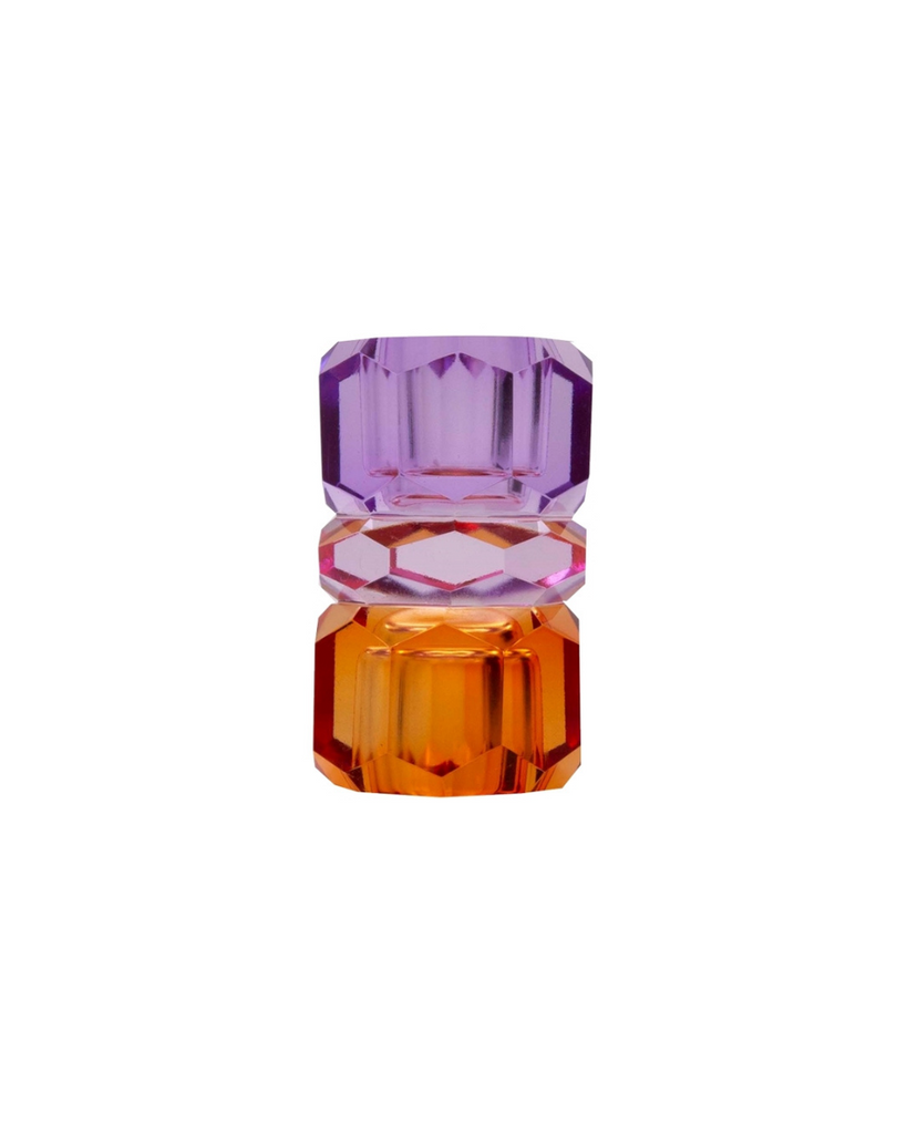 EJA International • Kerzenständer Kristall Violett/Pink/Bernstein