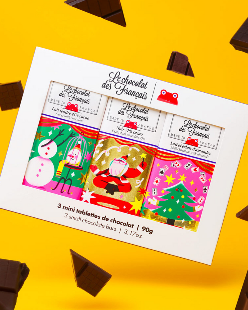 Le Chocolat des Français • Box of 3 Mini Chocolate Bars Christmas 2024