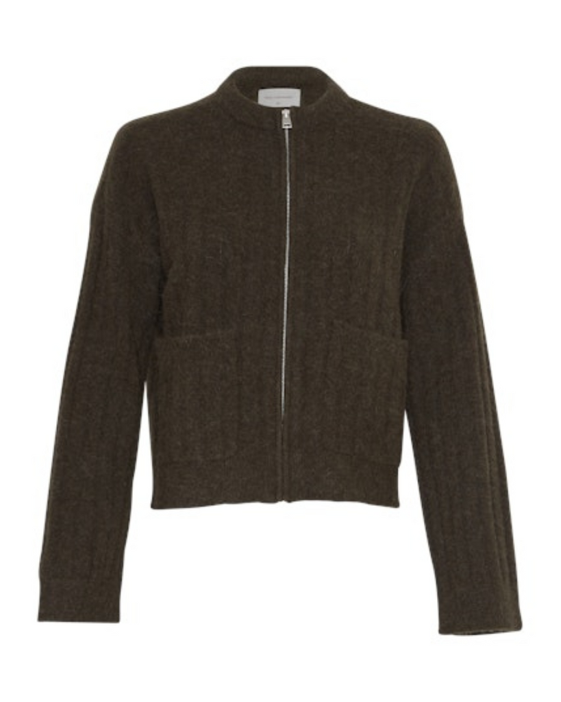 Moss Copenhagen • Gertrude Nenaya Zip Cardigan Forest Night