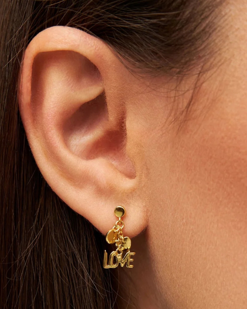 Lulu Copenhagen • Word Love Dangling Ohrstecker Gold