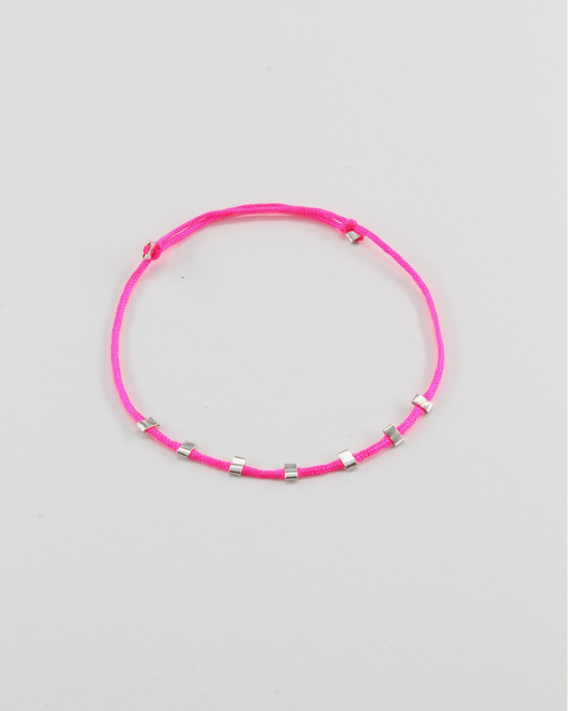 VAN NORD • Nylon Armband Neon Pink Silber