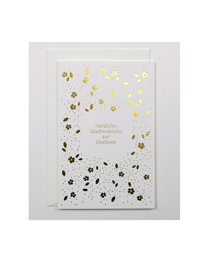 Haferkorn & Sauerbrey • Goldene Streublumen Hochzeitskarte
