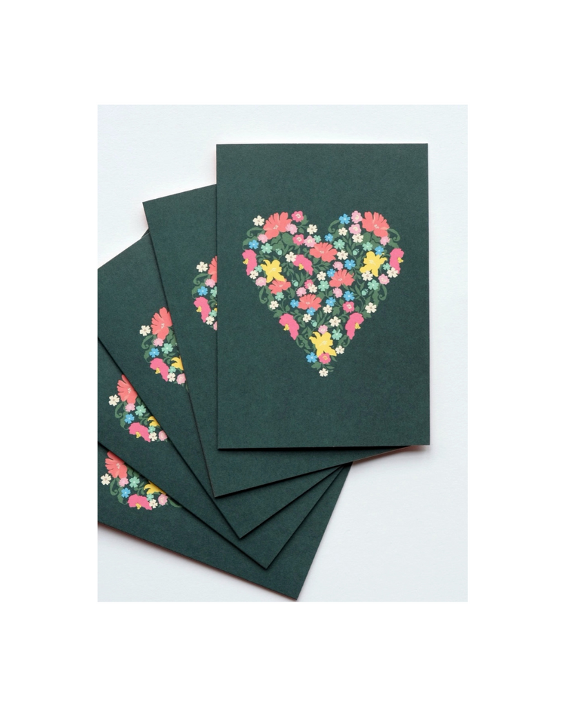 Haferkorn & Sauerbrey • Floral Heart Grusskarten Set (5 Stück)