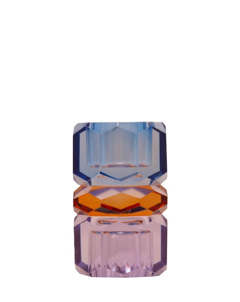 EJA International • Kerzenständer Kristall Violett/Bernstein/Kobalt