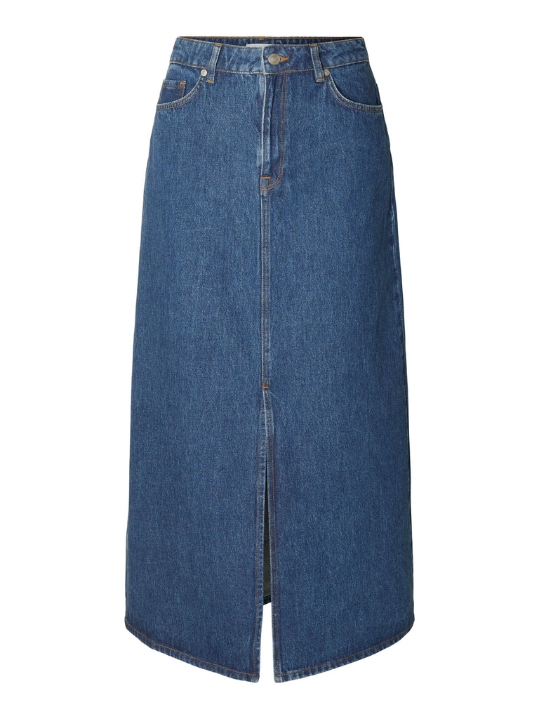 Selected Femme •  Esther HW Mid Blue Denim Skirt