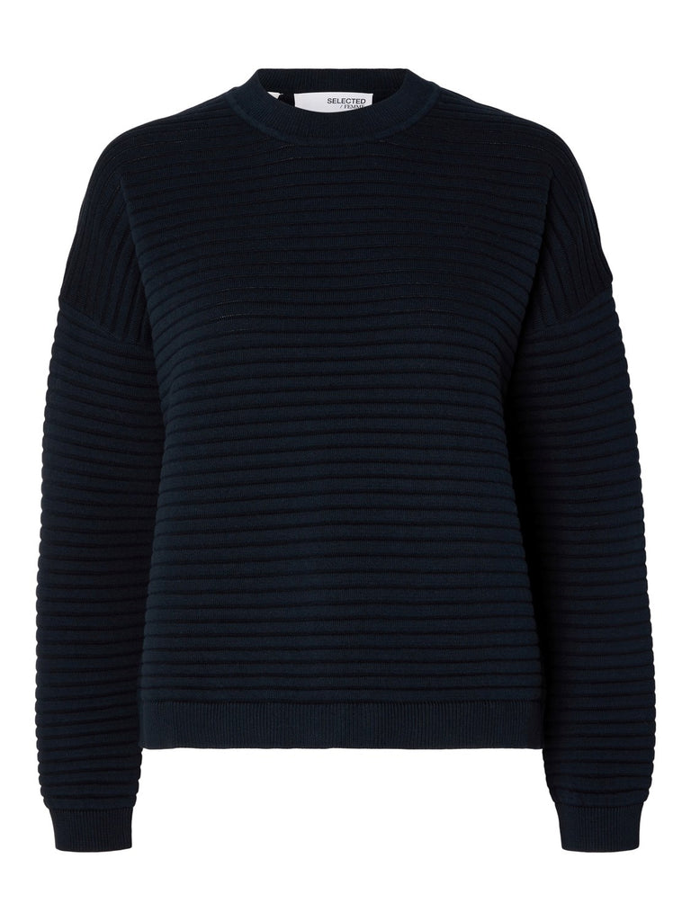 Selected Femme • Laurina LS Knit O-Neck Dark Sapphire