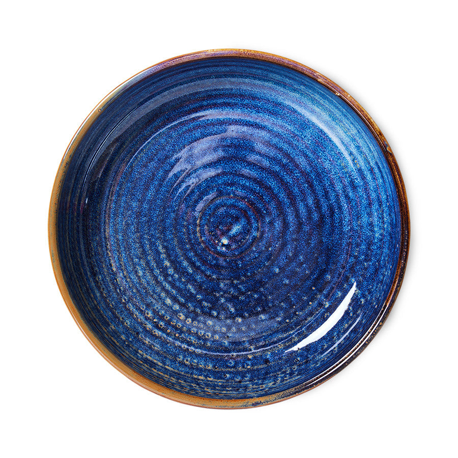 HK Living • Chef Ceramic Deep Plate M Rustic Blue