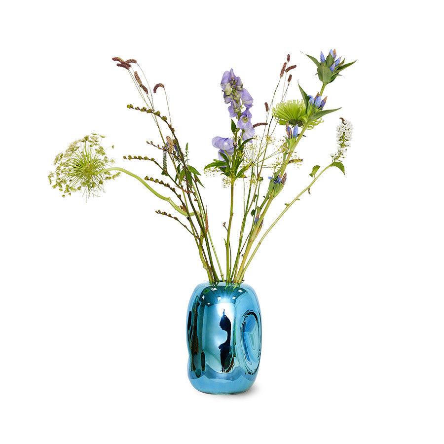HK Living • Glas Vase Blue Chrome