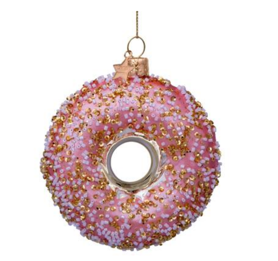 Vondels • Glass Ornament Pink Donut
